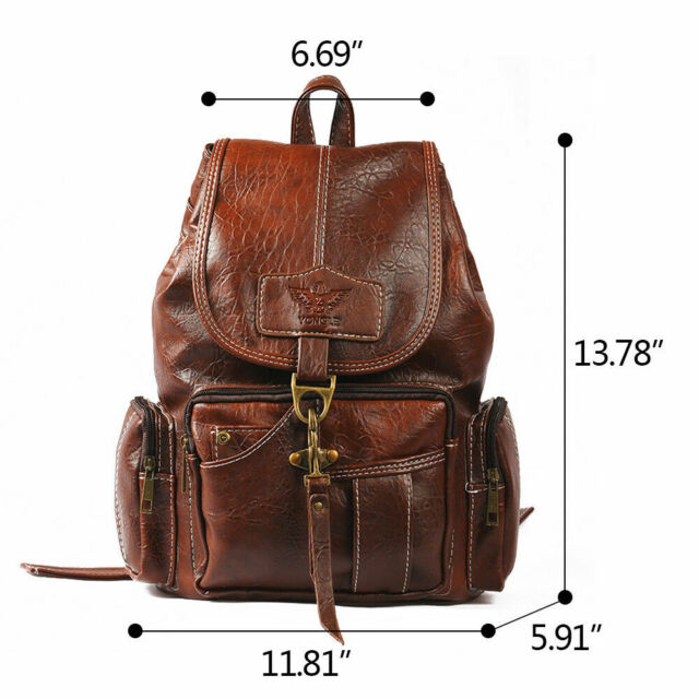 Women PU Leather Backpack Shoulder Satchel Vintage School Travel Bag Rucksack