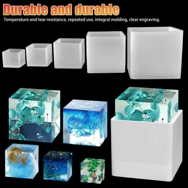 5PCS Square Cube Silicone Mold Crystal Epoxy Resin Casting Mold DIY Craft Tool