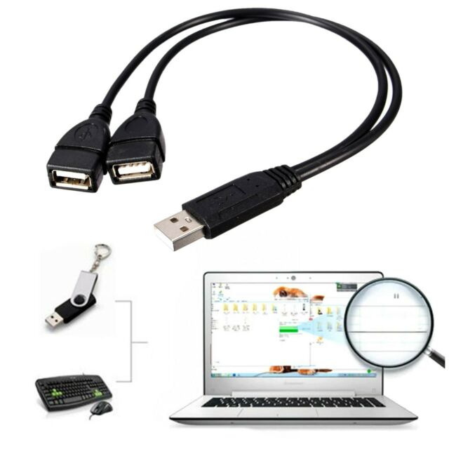 USB 2.0 A Male To 2 Dual USB Female Jack Y Splitter Hub Power Cord Adapter Cable