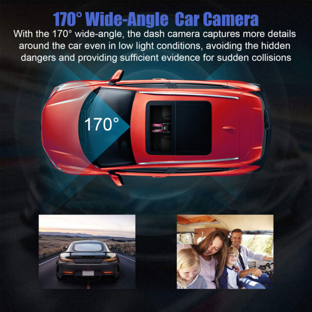 1080P Dual Dash Cam Car DVR Front Inside Camera Video Recorder IR Night Vision
