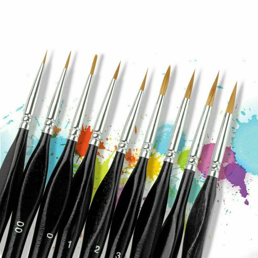 9 piece Miniature Paint Brush Set Professional Weasel Hair Fine Detail Art Nail