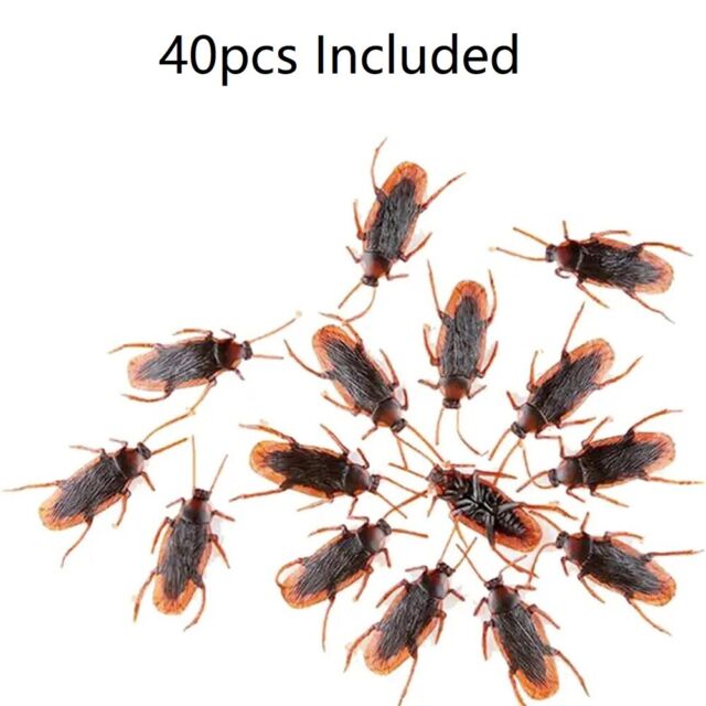 40 Prank Cockroaches Realistic Cock Roach Rubber Fake Creepy Bugs Gag Toy Joke