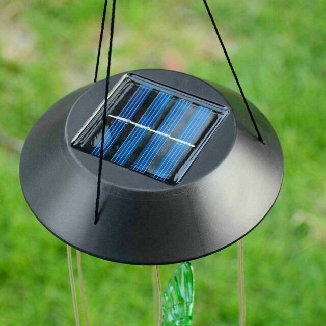 Color-Changing LED Solar Powered Hummingbird Wind Chime Lights Garden Decor