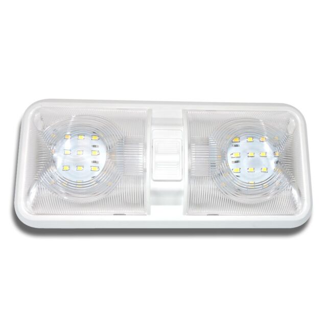 5 New RV LED 12v Ceiling Fixture Double Dome Light for Trailer, Camper, RV Marine