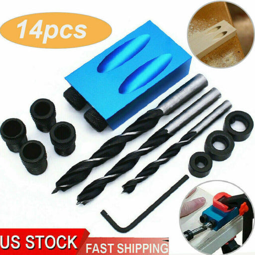 DIY Woodworking Carving Tools Pocket Hole Screw Jig Adapter Drill Set Carpenter