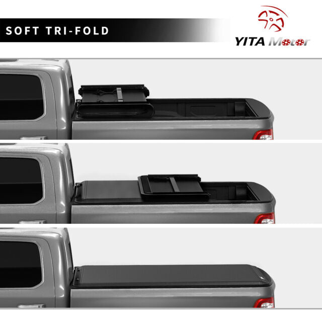 5.7/5.8ft Soft Tri-fold Tonneau Cover For 2009-2022 Ram 1500 Top Truck Bed Vinyl