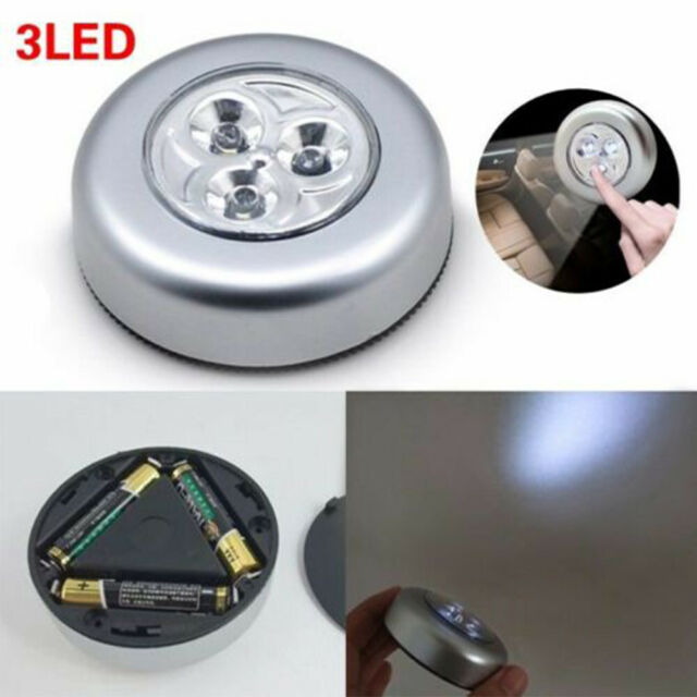 10PCS 3 LED Touch Push On/Off Light Self-Stick On Click Battery Operated Lights