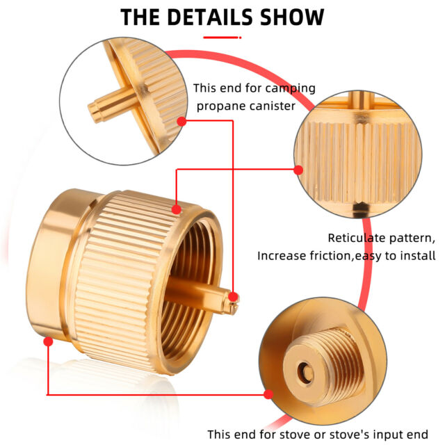 2 PCS Portable Camping Stove Adapter, 1L Propane Small Tank Input EN417 Lindal