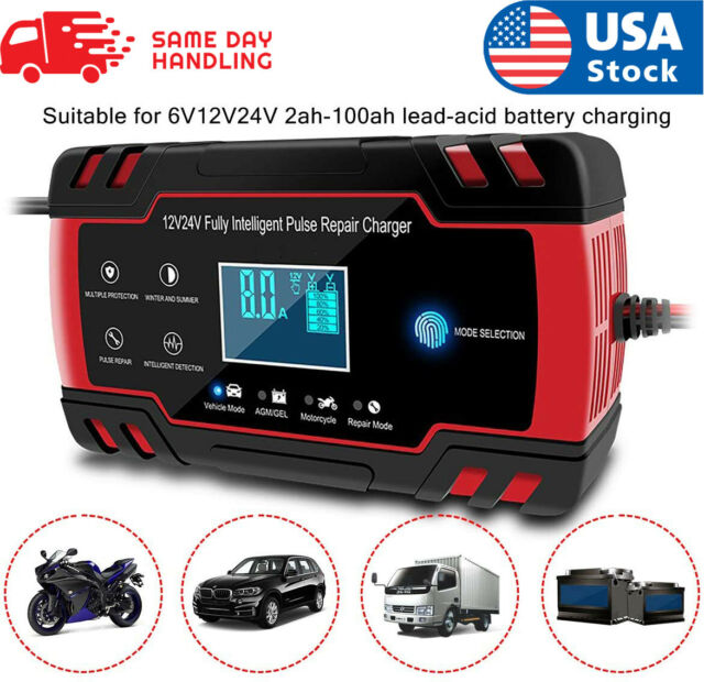 LCD Car ATV 12/24V 6-150Ah Motorcycle, AGM Automatic Pulse Repair Battery Charger