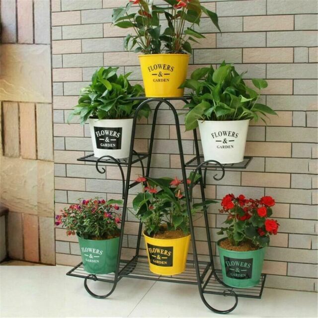 USA 6Tiers Metal Plant Stand Flower Pot Display Holder Shelf Home Garden Balcony