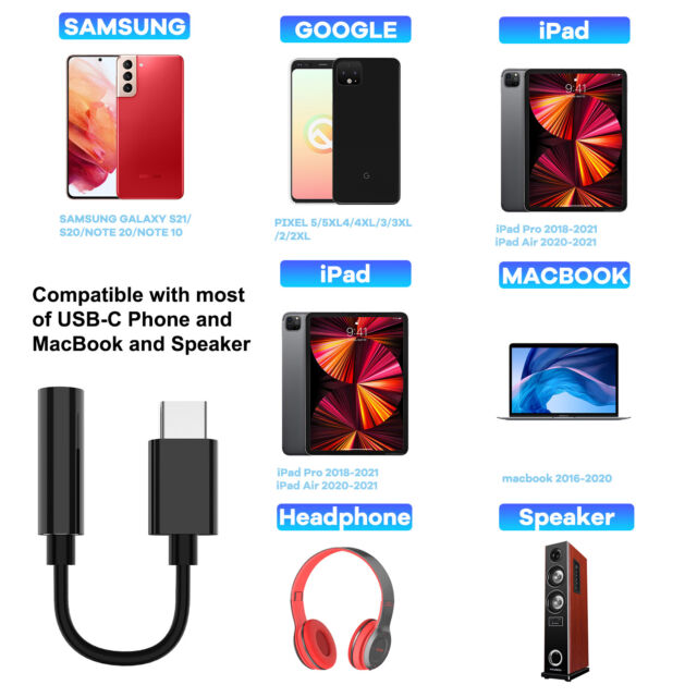 For Samsung S22/S22 Ultra 5G/S20 FE/ USB C To 3.5mm Headphone Jack Adapter Cable