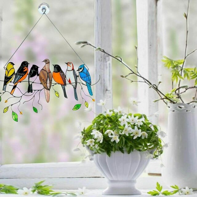 Birds On-A-Wire Home Window Hanging Suncatcher Ornament