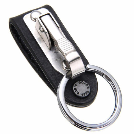 Quick Release Slim Belt Clip Ring Holder Detachable Stainless Steel Leather
