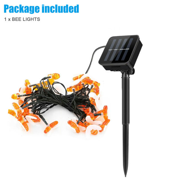 30 LED Solar Powered Bee String Lights Outdoor Yard Garden Decor Waterproof