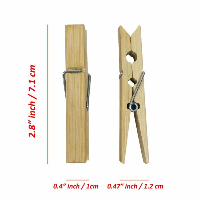 40 Pieces Natural Bamboo Wooden Clothespins