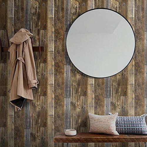 17.71''×118'' Distressed Wood Plank Wallpaper Peel and Stick Rustic Wood Grai...