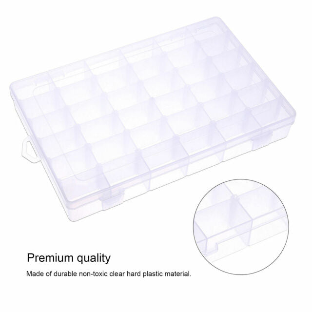 36 Compartment Clear Plastic Storage Box Jewelry Bead Screw Organizer