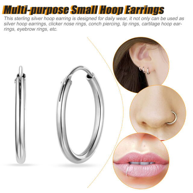 3 Pairs Men Women Stainless Steel Ear Earrings Cartilage Lip Piercing Nose Hoop