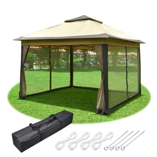 11x11ft Pop-Up Gazebo Tent with Netting Carry Bag Carry Bag Party Home Backyard