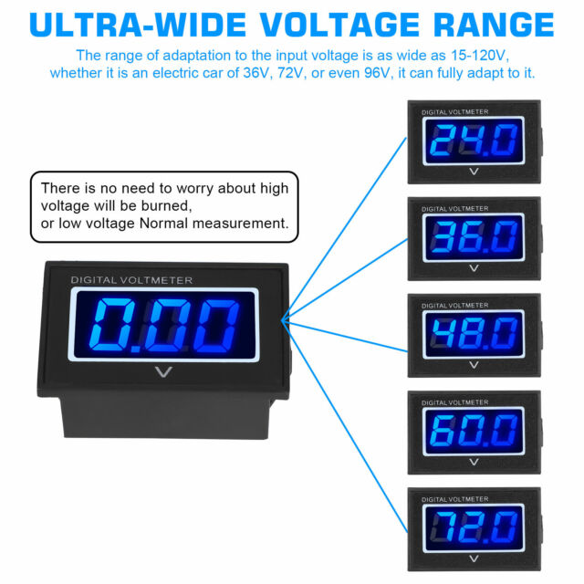 48V Blue Golf Cart LED Digital Volt Meter Battery Gauge for Club Car EZGO Yamaha