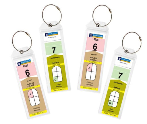 4 Pack NARROW Cruise Tags - Luggage Etag Holder with Zip Seal & Steel Loops