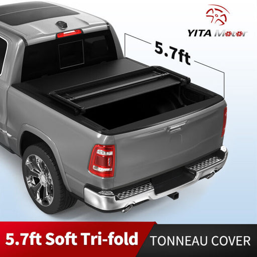 5.7/5.8ft Soft Tri-fold Tonneau Cover For 2009-2022 Ram 1500 Top Truck Bed Vinyl