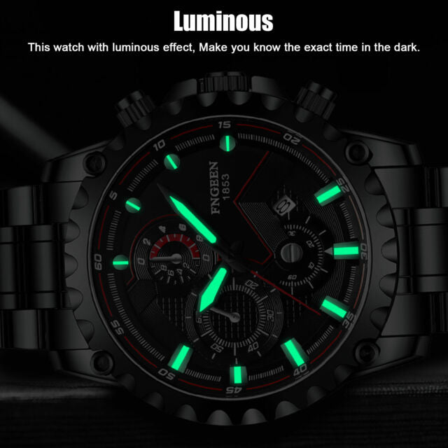 Waterproof Men's Watch Classic Stainless Steel Quartz Luminous Luxury Wristwatch