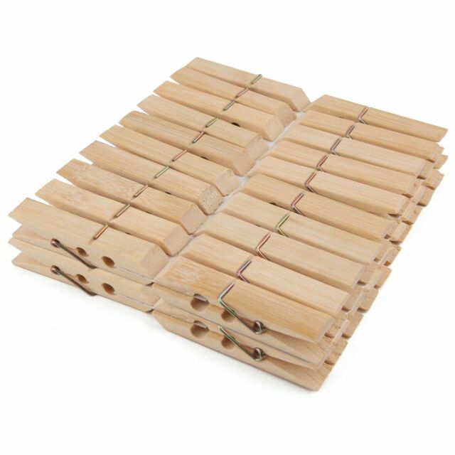 40 Pieces Natural Bamboo Wooden Clothespins