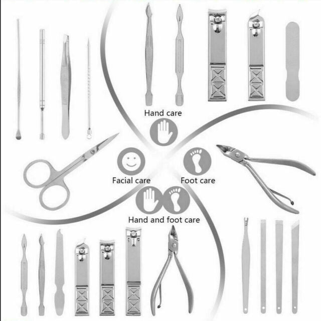 18PCS manicure set professional Pedicure Feet Nail Clipper Scissors Grooming Kit