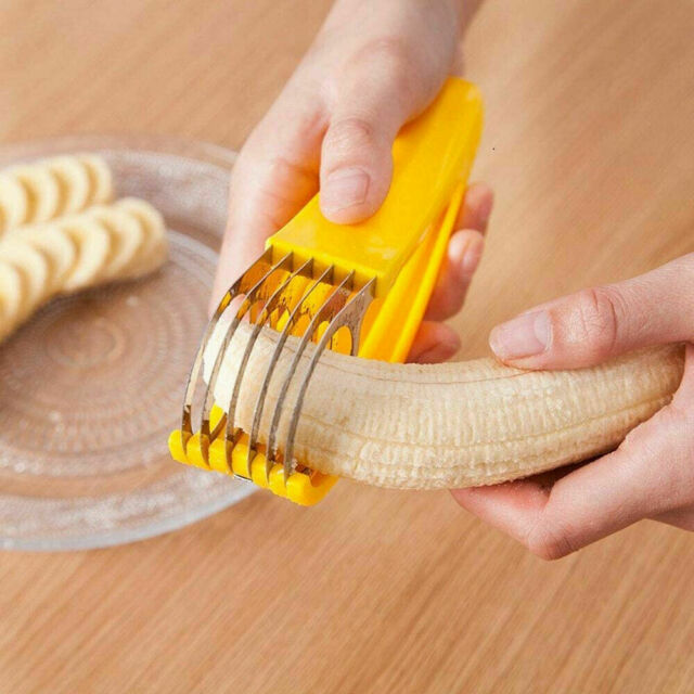 2Pcs Banana Slicer Fruit Vegetable Cutter Sausage Cucumber Knife Kitchen Tool US