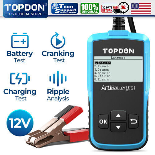 TOPDON AB101 Car Battery Load Tester Charging System Analyzer 100-2000CCA 12V US