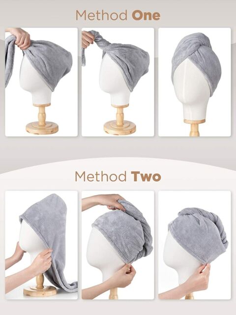 2pcs Microfiber Hair Towel Wrap Super Absorbent Quick Dry Hair Turban for Drying