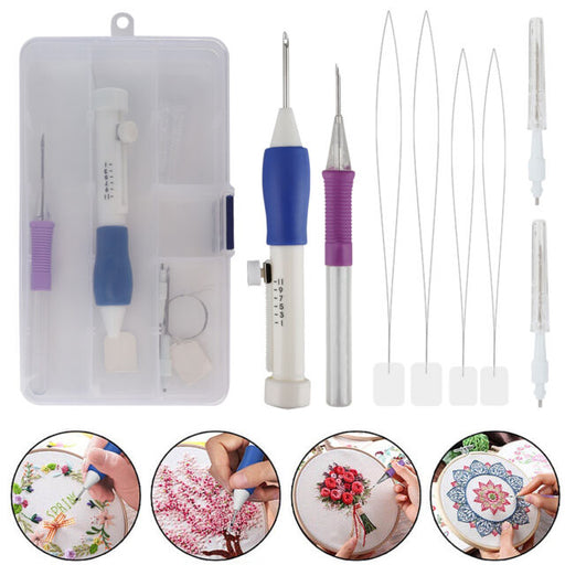 DIY Punch Needle Magic Embroidery Pen Set Stitching Thread Tool Sewing Craft Kit