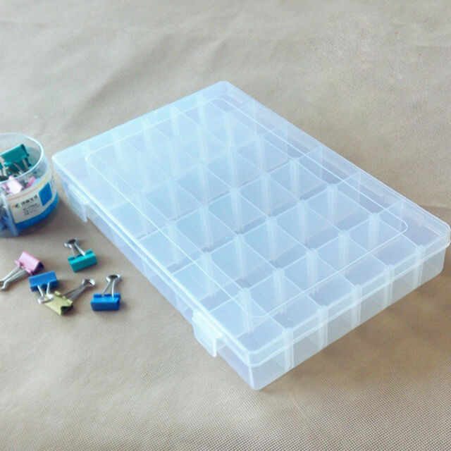 36 Compartment Clear Plastic Storage Box Jewelry Bead Screw Organizer