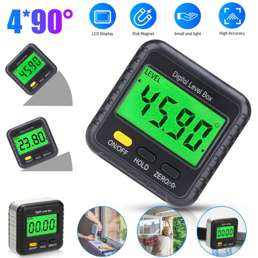 4*90° LCD Magnetic Digital Inclinometer Level Box Gauge Angle Finder Protractor