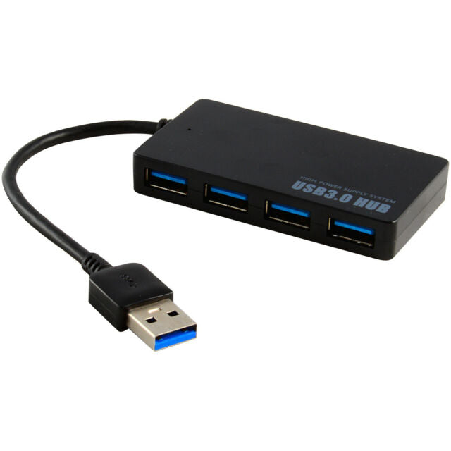 Powered 4-Port USB 3.0 Hub 5Gbps Portable Compact for PC Mac Laptop Desktop