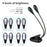 2 Arms Rechargeable Dimmable LED Clip-on Light Music Stand Book Reading Lamp