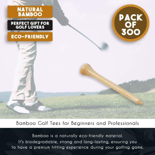 300 Pack 2 3/4 Inch Bamboo Wood Golf Tees Bulk for Golfing