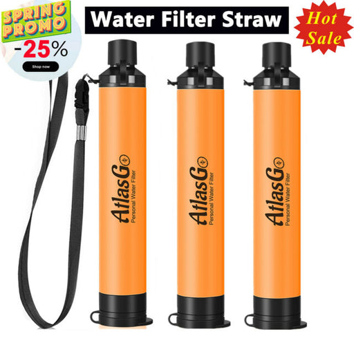 3 Pack Personal Survival Water Filter Straw Filtration Camping Hiking Emergency