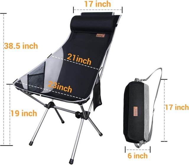 Ultralight High Back Folding Camping Chair With Pillow Outdoor Backpacking