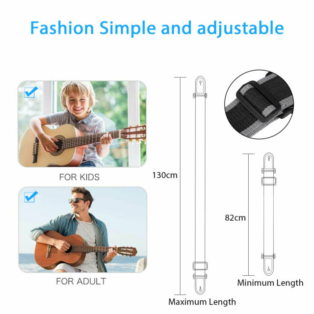 Adjustable Guitar Strap + 3 Picks Holder for Acoustic Electric Bass