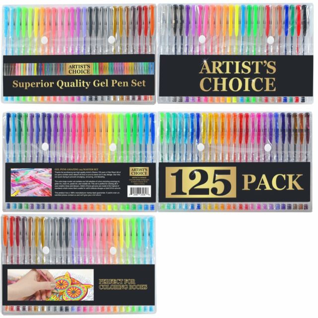 125 Gel Pens + Carrying Case (XL Set) - 125 Individual Colors (No Duplicates)