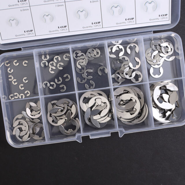 Stainless Steel E Clips C Circlip Kit Retaining Ring 120 X Assorted M1.5 - M10mm