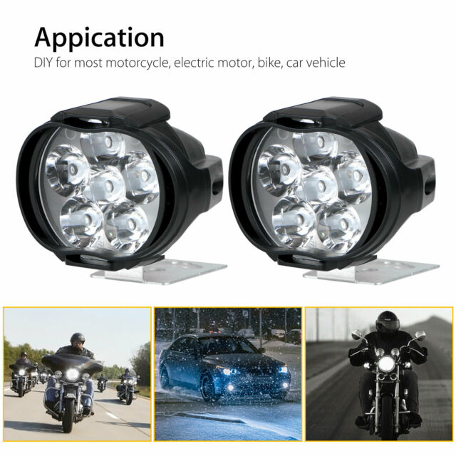 2pcs Car Motorcycle Headlight Spot Fog Lights 6 LED Front Head Lamp 12V 10W ATV