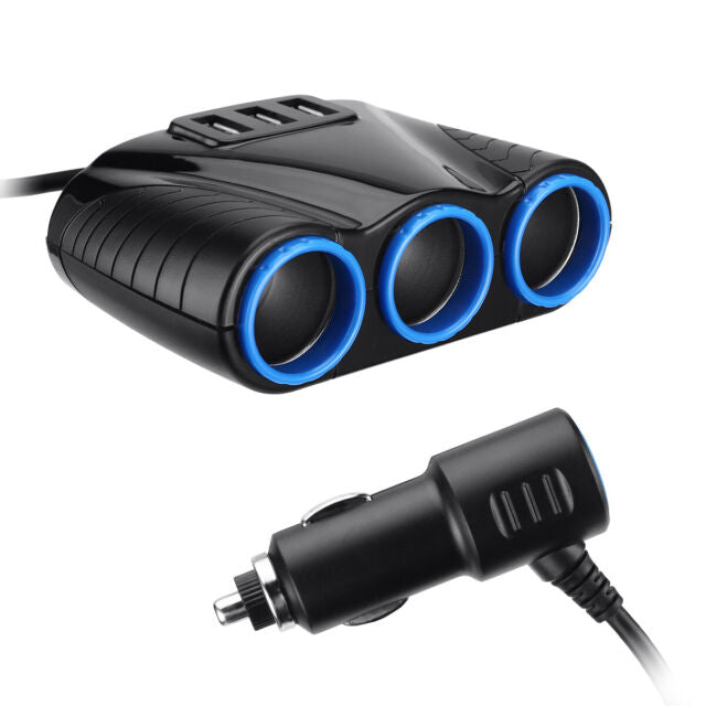 Multi Car Socket Splitter 3 USB Port Charger Power Plug 12/24V