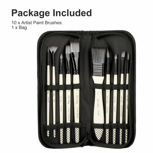10pcs Artist Paint Brushes Carrying Case Set for Watercolor