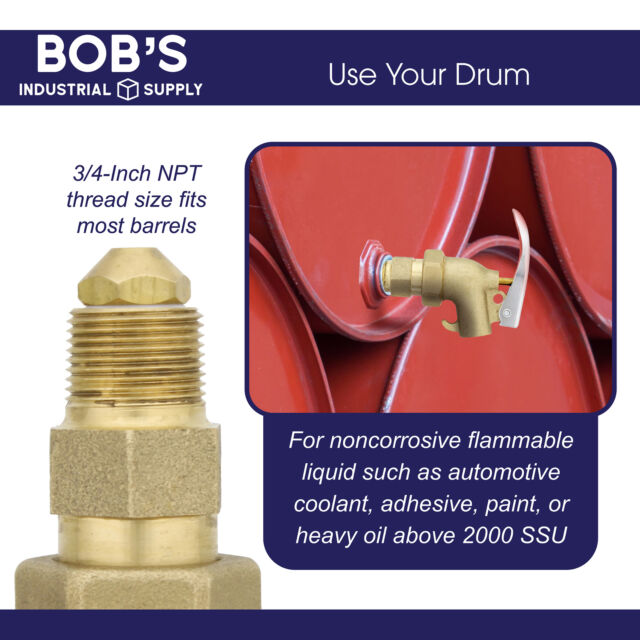 BISupply Brass Drum Faucet 3/4 Inch 55 Gallon Drum Spigot Drum Nozzle Drum Spout