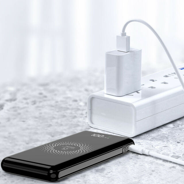 1000000 mAh Qi Wireless Power Bank Fast Charging LCD USB Portable Battery Charger