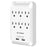 Power Outlet Wall Mount, 6 AC Socket Surge Protector with 2-USB Charging