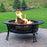 40" Fire Pit Black Steel Four Star Design with Spark Screen and Poker